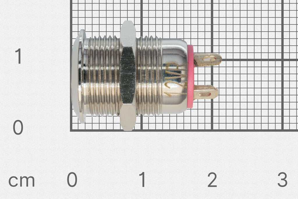 Einbauschalter, 12mm, rote Beleuchtung