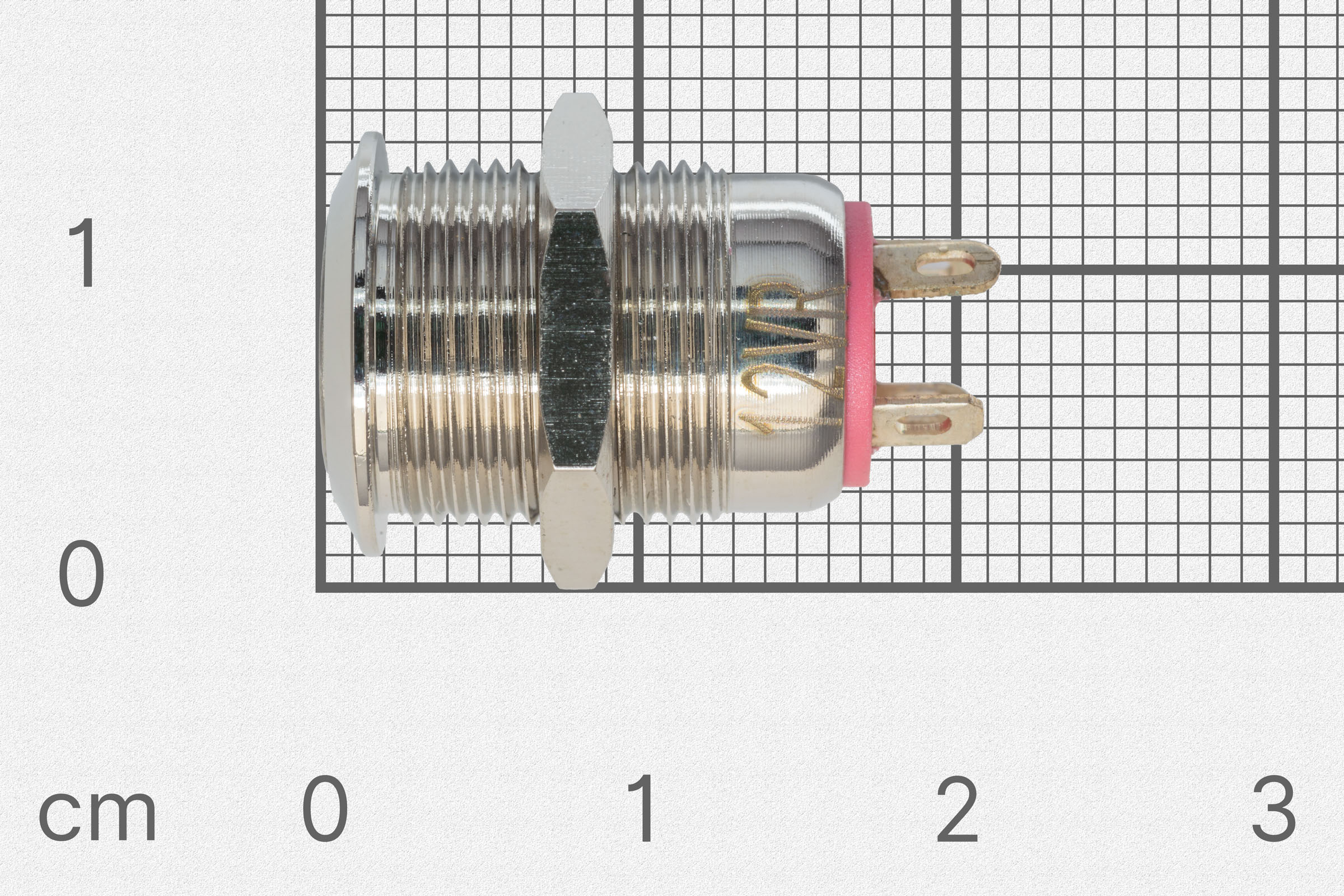 Einbauschalter, 12mm, rote Beleuchtung