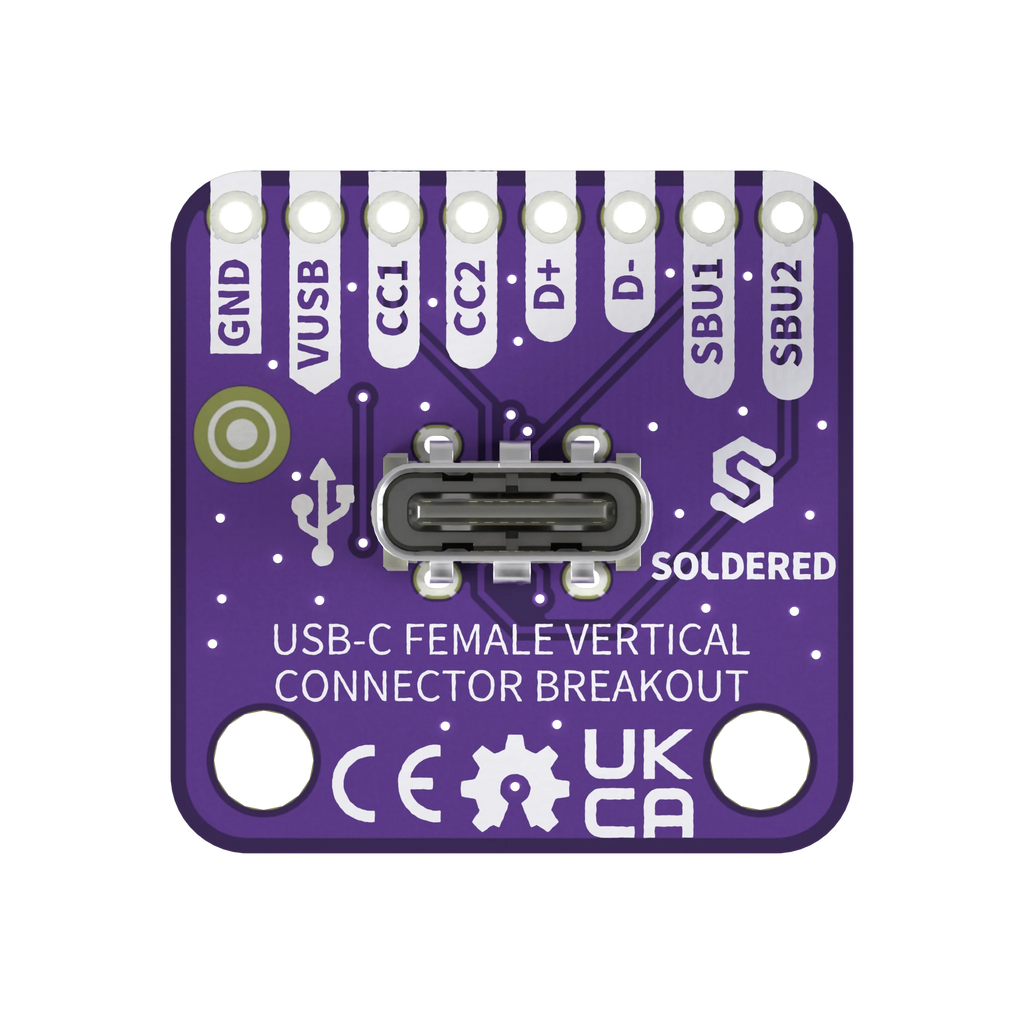 3x Soldered USB-C female vertical connector breakout