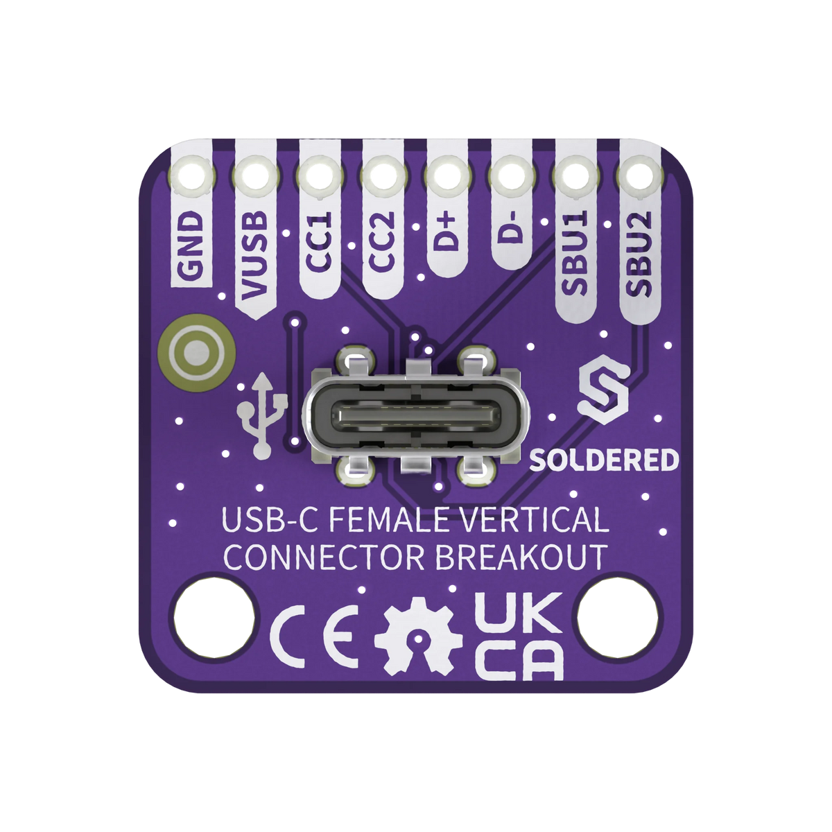 3x Soldered USB-C female vertical connector breakout