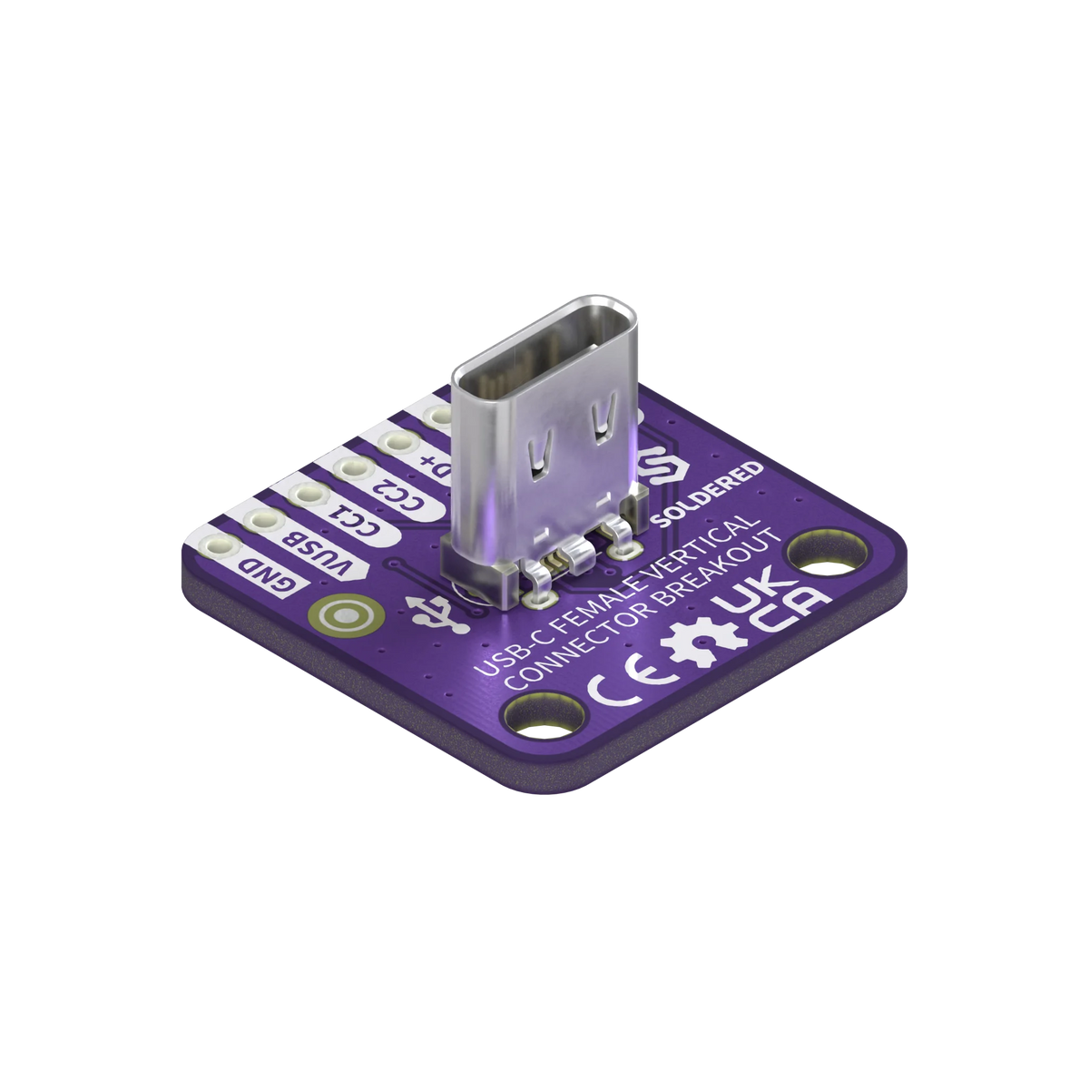 3x Soldered USB-C female vertical connector breakout