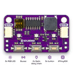 Soldered Button, LED & Buzzer Board with Qwiic