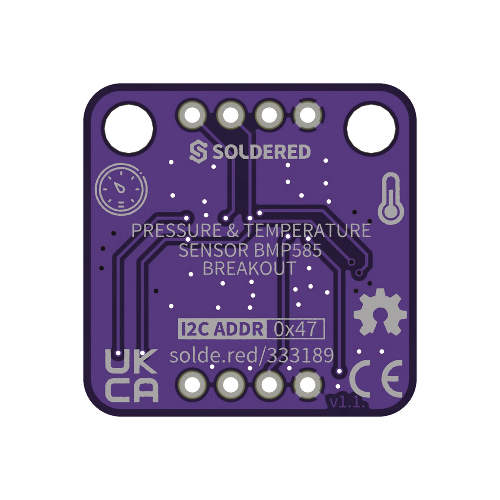 Soldered Pressure & Temperature Sensor BMP585 breakout
