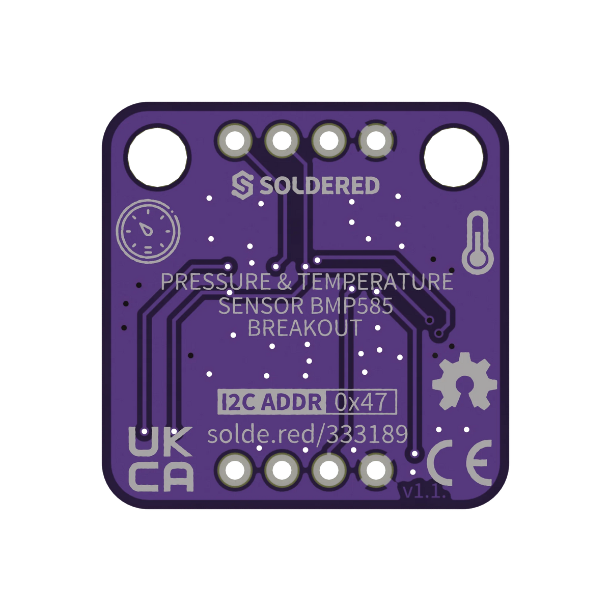 Soldered Pressure & Temperature Sensor BMP585 breakout