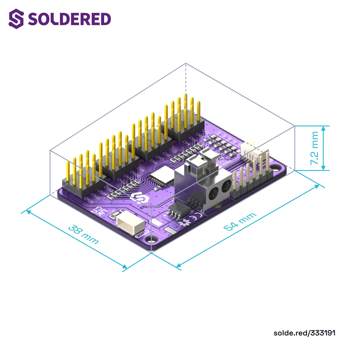 Soldered PWM i servoDriver, 16-kanalni 12-bitni PCA9685 Breakout