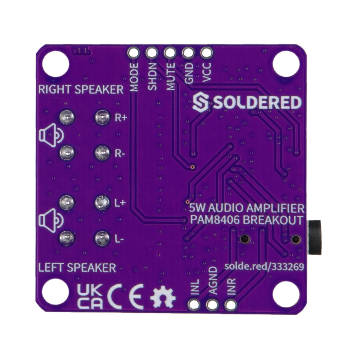 Soldered 5W audio pojačalo PAM8406
