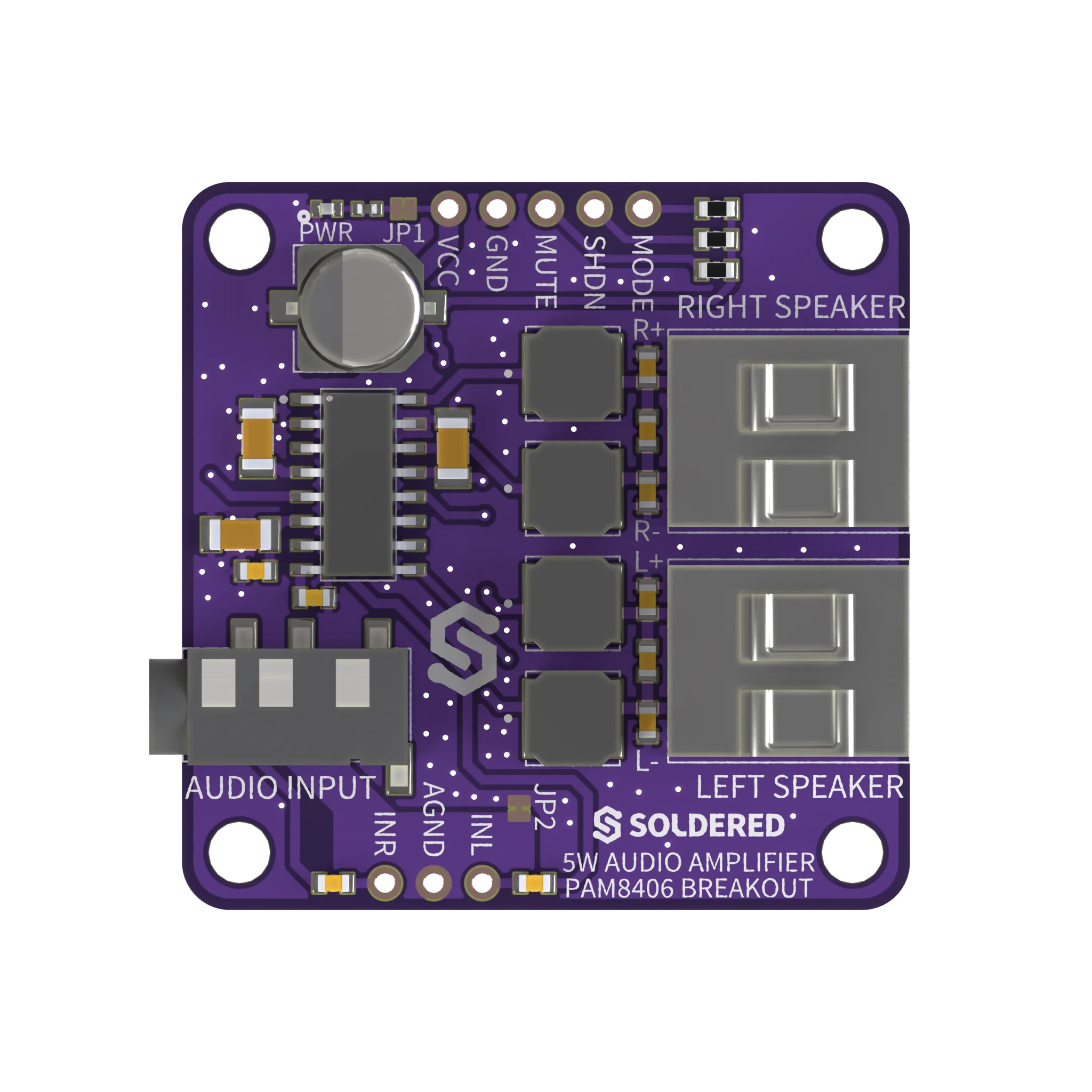 Soldered 5W audio amplifier PAM8406 board