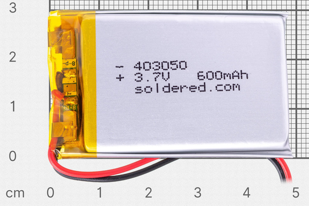 Ultra-Thin Li-Po Battery 600mAh 3.7V 403050 JST
