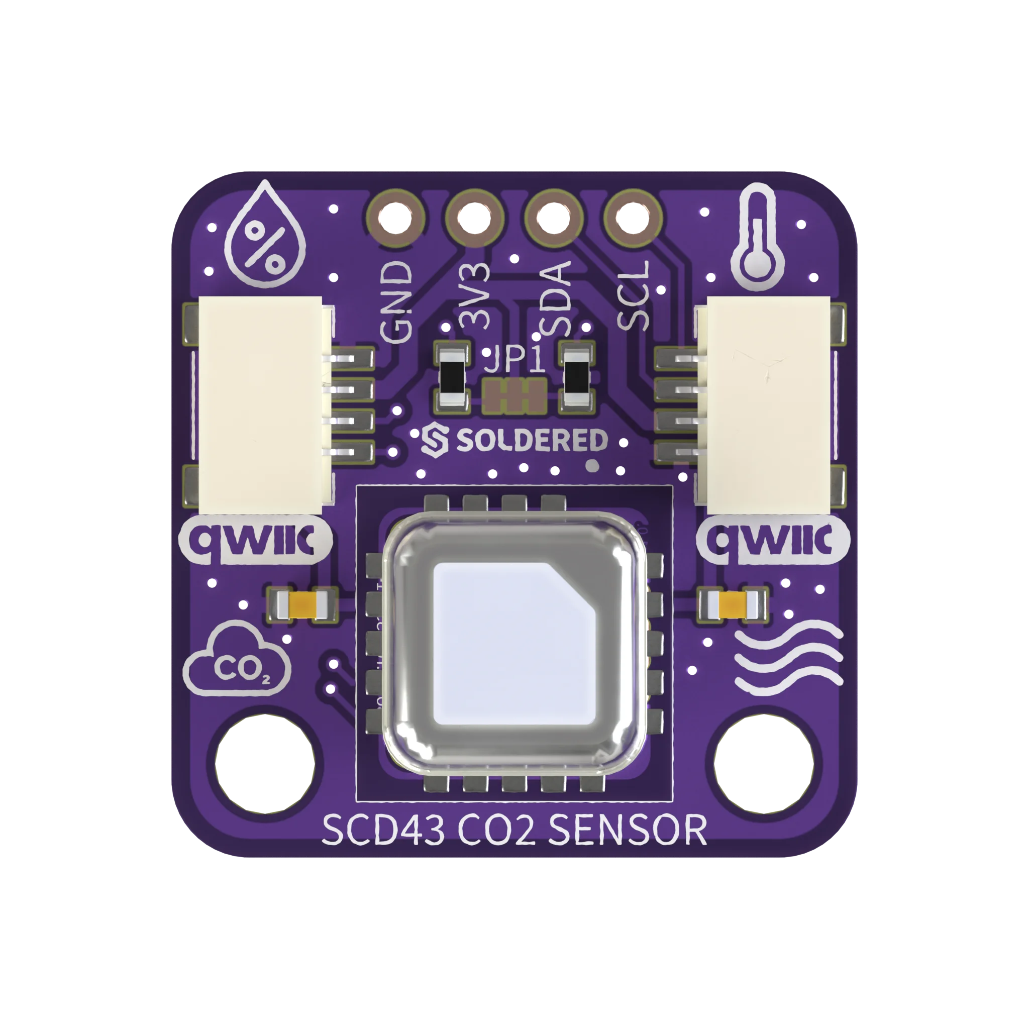 Soldered SCD43 senzor CO2 Breakout