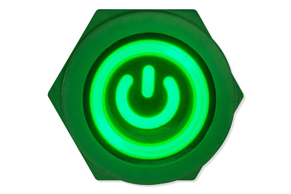 Panel pushbutton, 12mm, green lighting
